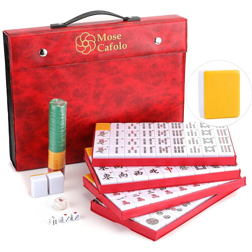 Jeu De Mahjong Traditionnel Chinois Portable – 146 Carreaux, Résine, Boîte élégante – Voyage Et Famille