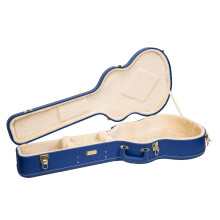 Crossrock Wooden OM Guitar Case for Martin 000-14 Fret | Vibrant Blue Faux Leather Beige Plush Interior Lock - Designer Series