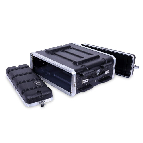 Crossrock Stackable 3U Rack Case  Standard 19.25  Depth  Polyethylene Hard-shell Construction with Heavy Duty Hardware-Black(CRA9603U)