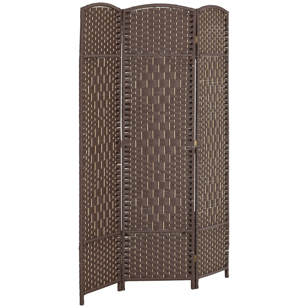 HOMCOM 3 Panel Room Divider  6' Tall Folding Privacy Screen  Hand-Woven Freestanding Wall Partition for Home Office  Bedroom  Brown