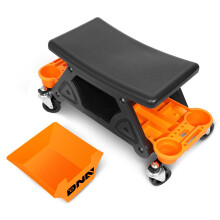 DNA Motoring TOOLS-00189 Mechanikerhocker – 25-1/2" x 13" x 12" (L x H x B) Rollbarer Arbeitssitz mit feststellbaren Schwenkrädern und Werkzeugab