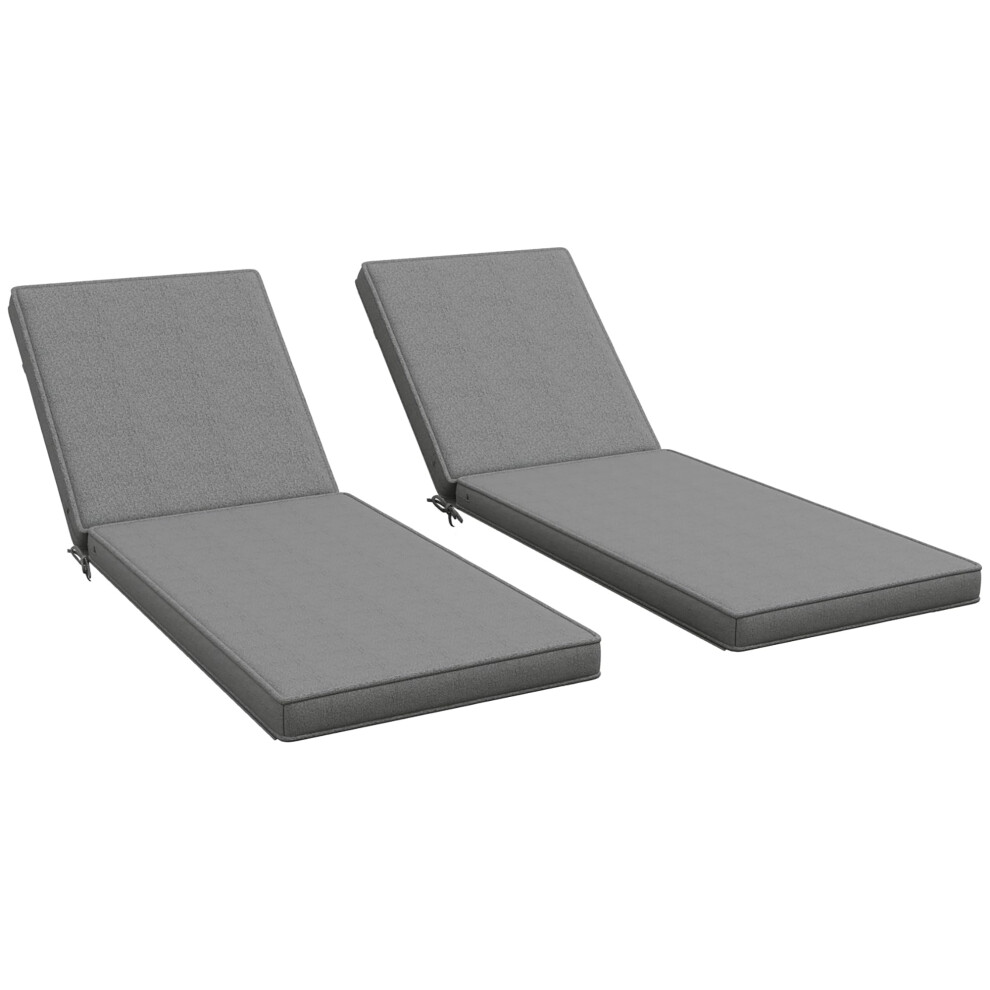 Outsunny 2-Piece Patio Chaise Lounge Chair Cushions with Backrests  72 x 21 x 3 Inch Replacement Patio Cushions with Ties  Zipper for Outdoor Poolside