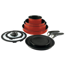 Juego de utensilios de cocina antiadherentes T-fal Ingenio de 10 piezas, apto para horno de inducci   n, asador, 260    C, ollas y sartenes, apto par