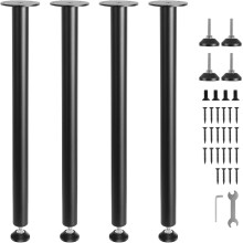 VEVOR 28 Inch Adjustable Desk Legs Reinforced Steel Office Table Furniture Legs Set of 4 for DIY 1200 lbs Load Capacity Heavy Duty Desk Legs Quick