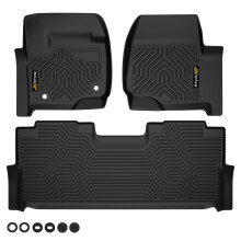 G-PLUS TPE-vloermatten bagageruimtebekleding Compatibel met Ford F250 F350 F450 F550 Super Duty Crew Cab (4 volledige deuren) 2017-2024 Zwarte vloerb