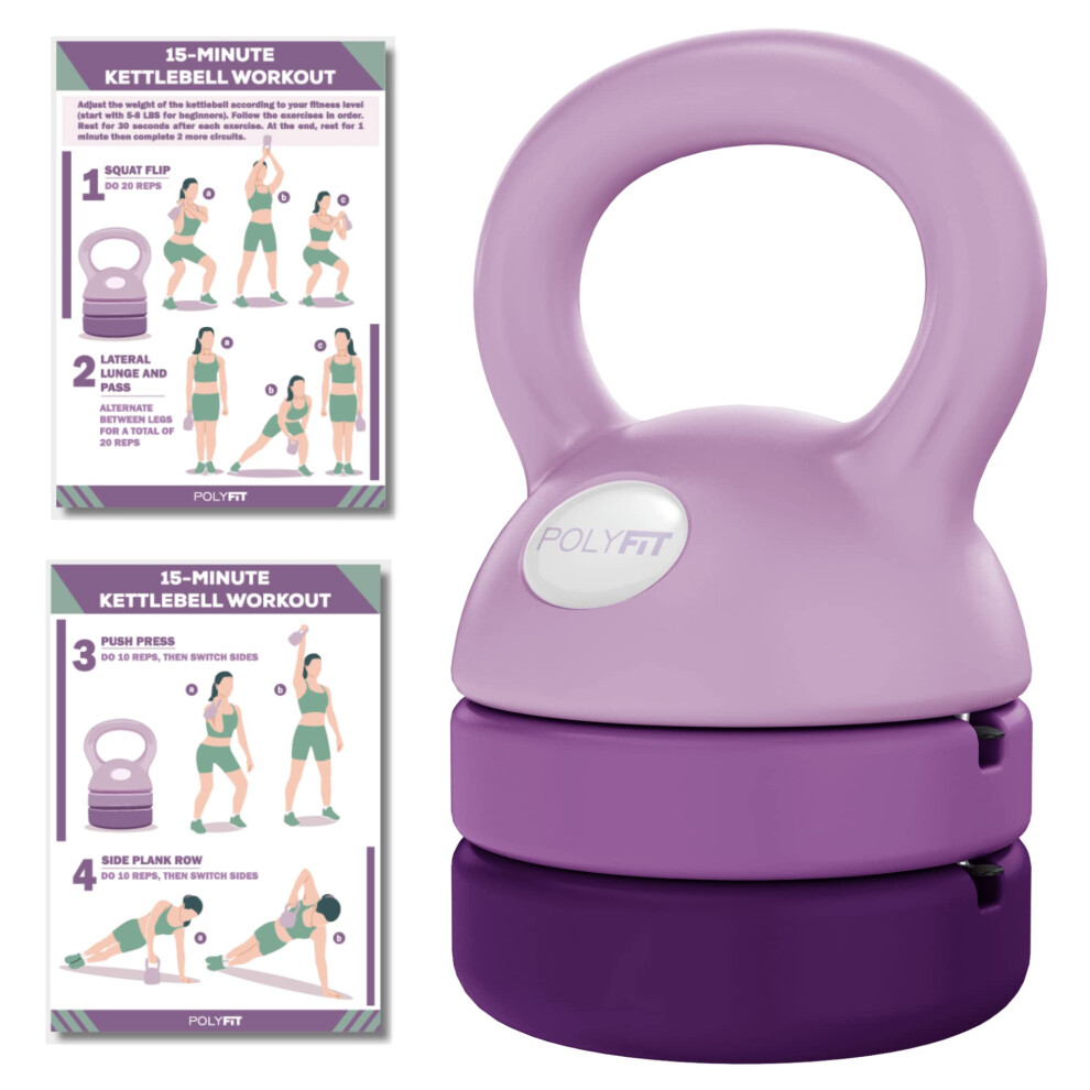 Polyfit Adjustable Kettlebell | 5 lb - 12 lb | Kettlebell Weights Set for Home Gym (PURPLE)