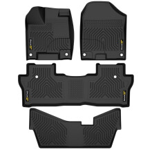 G-PLUS TPE-vloermatten Vloermatten Compatibel met Honda Pilot Sedan & Hatchback Coupe 8 Passagiersmodellen 2016-2022 1e & 2e & 3e Rij Cargo Liner Acc