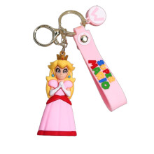 (Princess Peach) Cartoon Mario Super Peach Luigi Yoshi Backpack Bag Car Gift Keychain Pendant