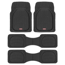 Motor Trend Originele FlexTough zwarte rubberen autovloermatten voor 3 rij voertuigen Voor en achter 2e rij diepe schotel Alle weersomstandigheden Au