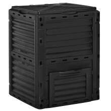 Outsunny Garden Compost Bin 80 Gallon Outdoor Grote Capaciteit Composter Snel Vruchtbare Grond Cre   ren Beluchtingsbox Eenvoudige Montage Zwart