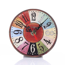 (I) Retro Round Wooden Wall Clock Wine Fruit Bread Home Office Wall Bar Decoration