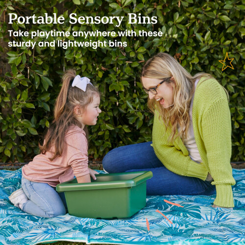 ECR4Kids Square Bin with Lid  Storage Containers  Hunter Green  4-Pack 2