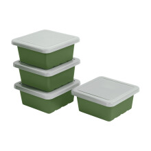 ECR4Kids Square Bin with Lid Storage Containers Hunter Green 4-Pack
