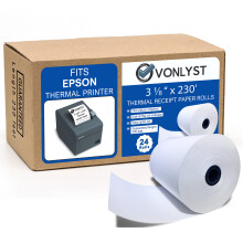 Vonlyst 3 1/8 x 230 termisk papperskvittotrulle fr Epson-skrivare (Pack 24 rullar)