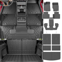 Alfombrilla de piso Powoq para 6 asientos, compatible con Jeep Grand Cherokee L 2021-2025, alfombrilla de carga, respaldo, revestimiento de malet