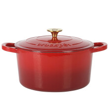 Crock Pot Artisan 6-Quart Ronde Europese Geëmailleerde Gietijzeren Dutch Oven - Gradiënt Rood