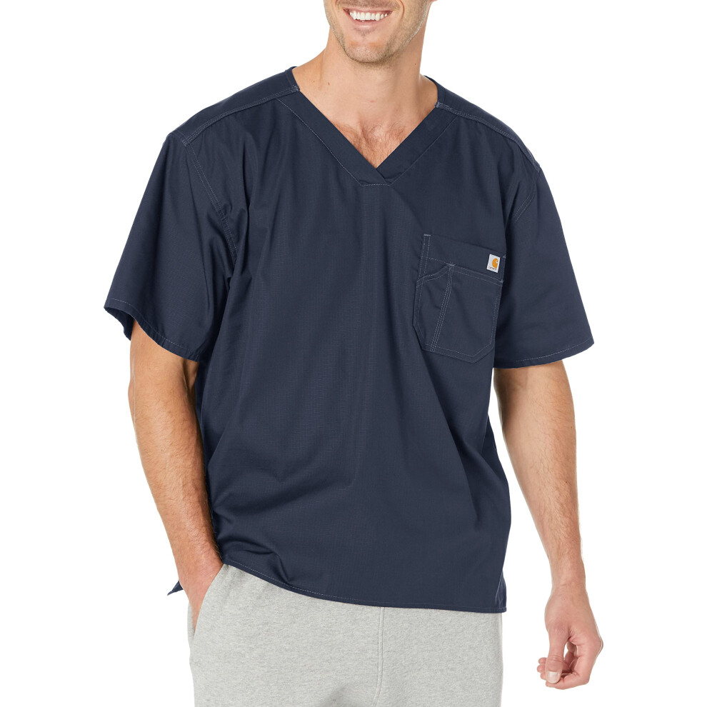 Carhartt Men's Big and Tall Solid Ripstop Utility Scrub Top  Navy  3X-Large