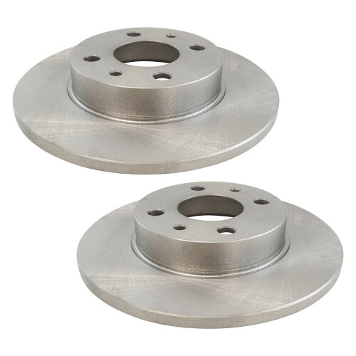 TRQ Rear Brake Rotors Set Solid Compatible with 2012-2019 Fiat 500