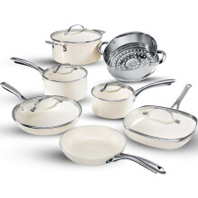 GOTHAM STEEL 12 Pc Ceramic Cookware Set Nonstick Pots and Pans Set Non Stick for Kitchen with Frying Pan Sauce Pan Pots and Pans for Cooking Non T