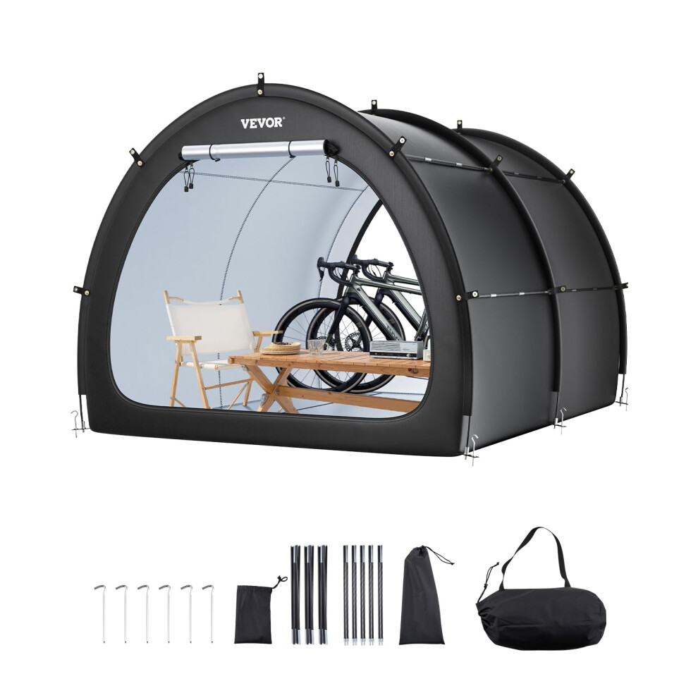 VEVOR Bike Storage Tent  5+ Bikes  Outdoor Spacious Bike Storage Tent with Ventilated Window  Waterproof Fan-Shaped Bike Tent with High Strength Fiber