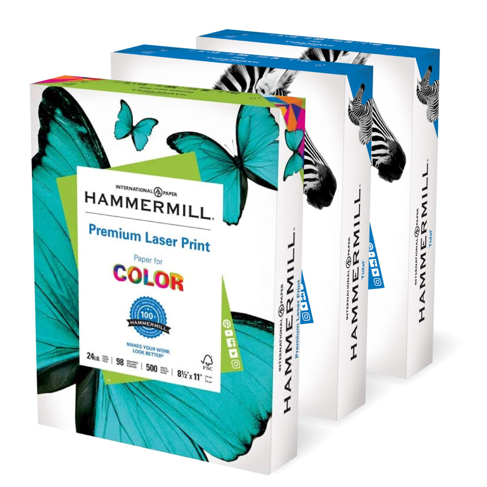 Hammermill Printer Paper Back To Business Essential Bundle - Includes 2 Reams of Tidal Copy Paper and 1 Ream of Premium Laser Printer Paper