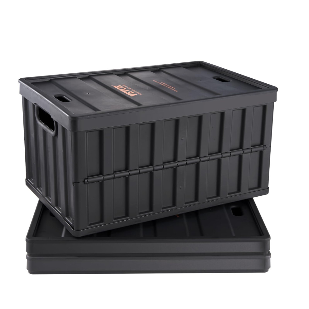 VEVOR 65L Collapsible Storage Bins with Lids 3 Packs  Stackable Utility Crates with Handles  Large Folding Containers for Organizing Tools  Books  Foo