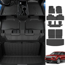 powoq 7 Seats Floor Mat Compatible with 2020-2025 Ford Explorer Cargo Mat Trunk Cargo Liner TPE Backrest Floor Liner Replacement for 2020-2025 Ford E