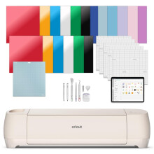 Cricut Explore 4 - Smart Cutting Machine (Seashell) | Engagement Bundle - Includes Smart Vinyl  Cardstock  Transfer Tape  Iron On HTV  Mat  Pens  Tool