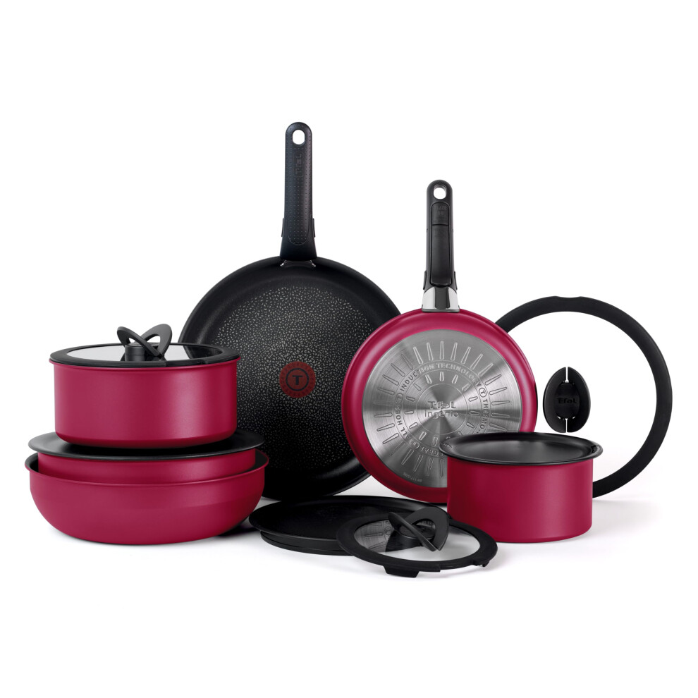T-fal Ingenio Expertise Non Stick Cookware Set 14 Piece Induction Oven Broiler Safe 500F Cookware Pots and Pans Set RV Camping Frying Pans Dis