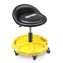 DNA MOTORING 350 LBS Rollbarer Garagenhocker 20,5"" bis 25,2"" H henverstellbarer Sitz mit Schaumstoffpolsterung Runder Werkzeughocker Robuste 3""-R