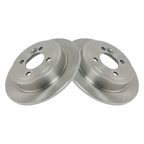 TRQ Rear Brake Rotors Set Solid Compatible with 2002-2006 Mini Cooper
