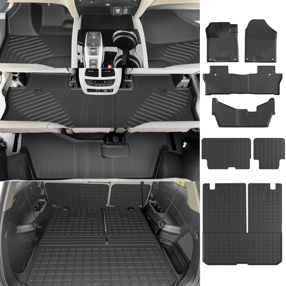Powoq 8-Seat Floor Mat Compatible With 2016-2022 Honda Pilot Trunk Mat Liner Backrest Mat Replacement For 2016-2022 Honda Pilot Accessories(8-Seat Tru 757940832030