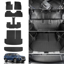 Rongtaod Floor Mats Compatible with 2020-2025 Hyundai Palisade Trunk Mat Cargo Mat Cargo Liner Back Seat Protector 2024 Palisade Accessories (Floor M