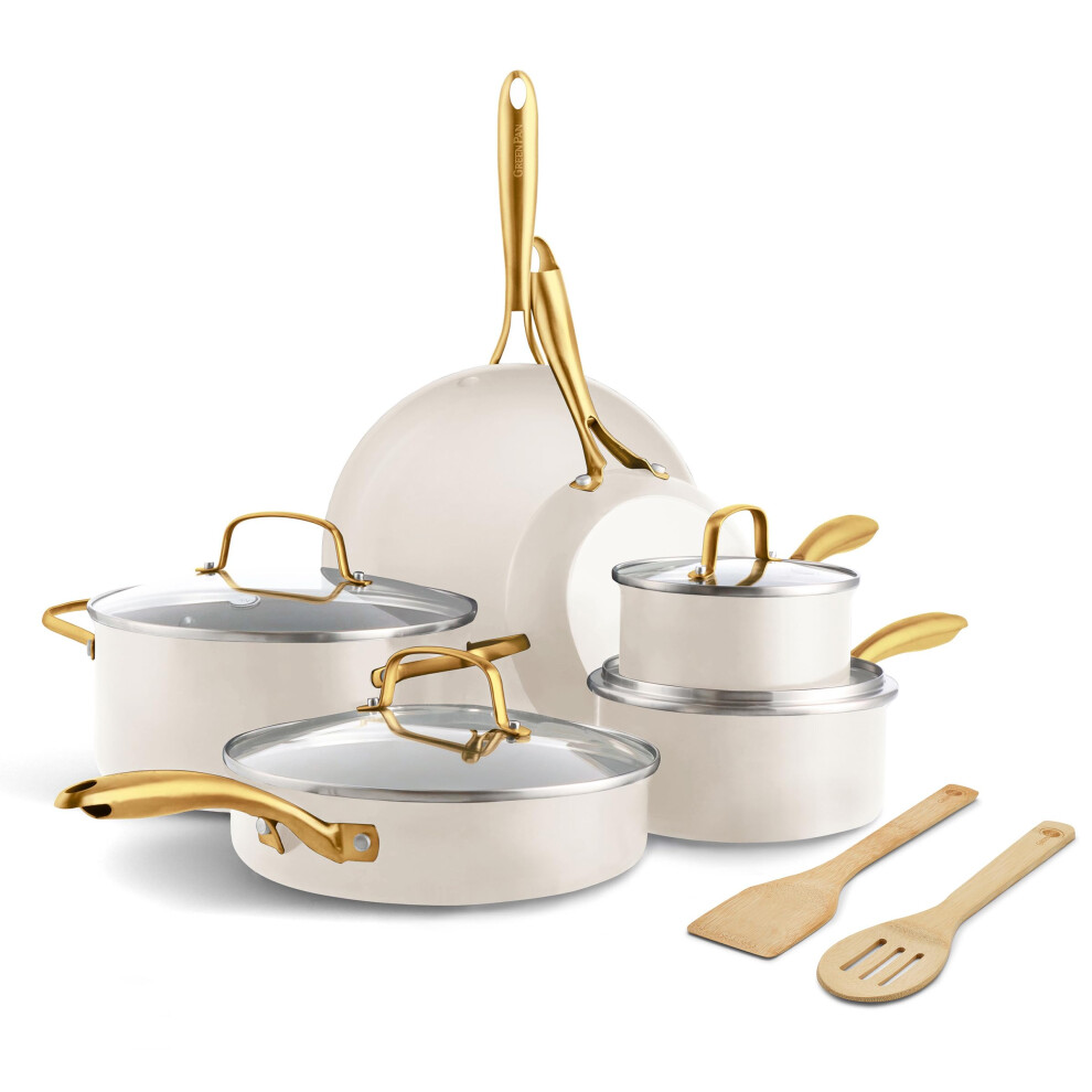 GreenPan Swift 12 Piece Cookware Pot and Pans Set  PFAS & PFOA-Free Healthy Ceramic Nonstick  Gold Stainless Steel Handle  Versatile Cooking Essential-image-OPC-PGTBDY6-NEW