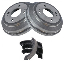 TRQ Bremsbackensatz hinten & 2 Trommeln, links und rechts, kompatibel mit Honda Civic CRX Del Sol