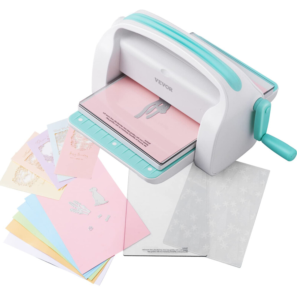 VEVOR Manual Die Cutting & Embossing Machine  Scrapbooking Machine for Arts & Crafts  and Card Making  Full Kit Included  9 inch Opening Portable Whit
