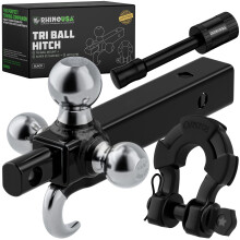 Rhino USA Trailer Hitch Tri-Ball Mount med Hook Shackle & Locking Pin (2-tommer Modtager) Alsidig TOW HITCH BALL ST?RRELSE 1-7/8 tommer 2 tommer