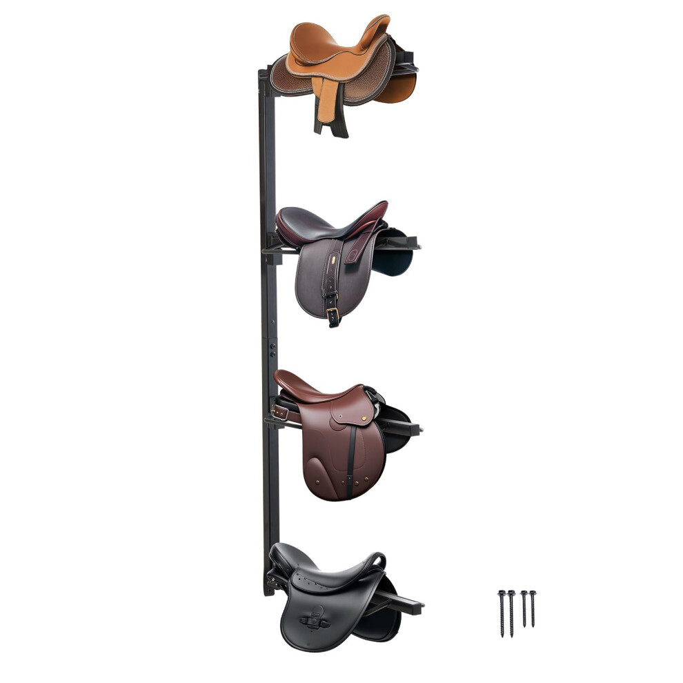 VEVOR Wall Mount Saddle Rack  24 x 7 x 52 in  Four Tiers Horse Saddle Storage Rack  Heavy Duty Equestrian Western and English Saddle Stand  Horse Blan