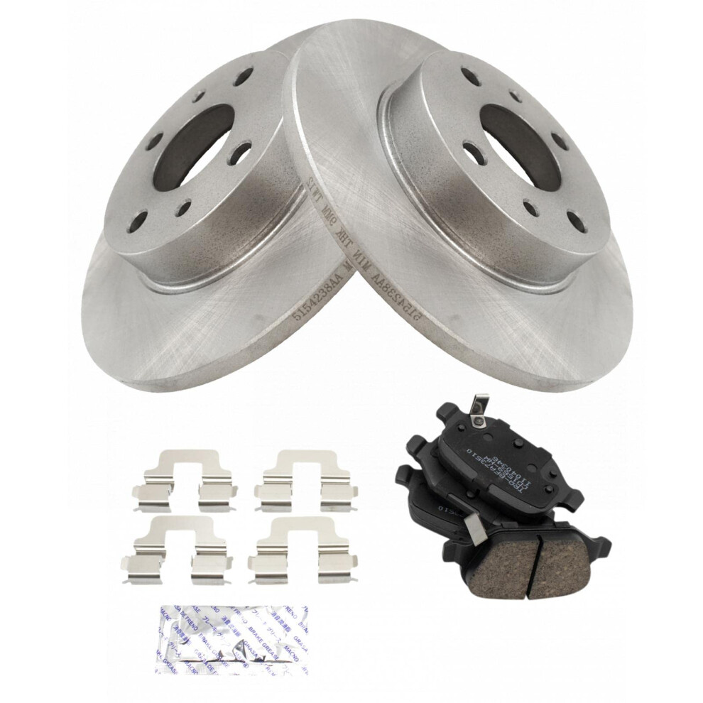 Trq Rear Brake Pad & Rotor Kit Brake Pads Brake Rotor Ceramic Solid Compatible With 2012-2019 Fiat 500 191213149485