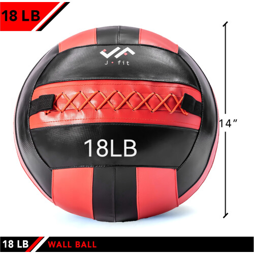 JFIT Wall Ball, Rouge/Noir, 18 LB 1