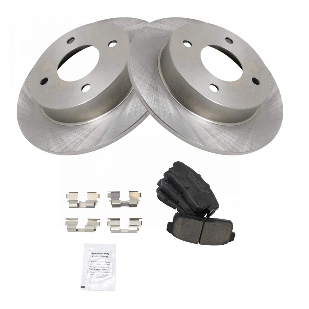 Trq Rear Brake Pad & Rotor Kit Brake Pads Brake Rotor Ceramic Compatible With 2001-2002 Infiniti G20 2002-2006 Nissan Sentra 191213108154