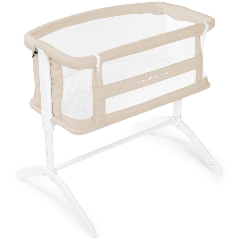 Berceau Baby Delight Beside Me Serenity | Berceau l   ger et cododo | R   glage de la hauteur sur 7 positions | Tissu 100 % coton biologique certifi