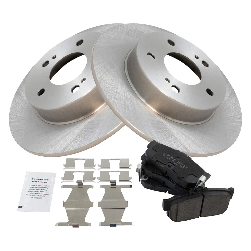 Trq Rear Brake Pad & Rotor Kit Brake Pads Brake Rotor Ceramic Compatible With 1996-2001 Infiniti I30 1994-2001 Nissan Maxima 191213108192