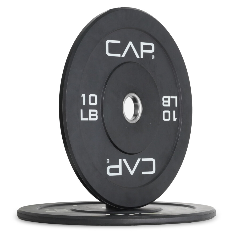 Cap Barbell Budget Olympic Bumper Plate Set Mit Wei Em Logo, Schwarz, 10 Lb, Paar-image