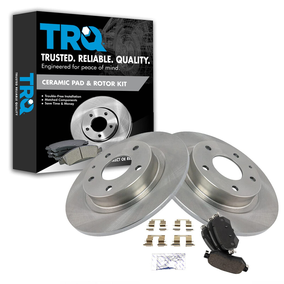 Trq Rear Brake Pad & Rotor Kit Brake Pads Brake Rotor Ceramic Compatible With 2016-2020 Mazda 6 191213142165