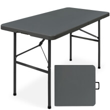 Best Choice Products 1,20 meter kunststof klaptafel binnen buiten zwaar draagbaar met handgreepslot voor picknickfeest kamperen - donkergrijs