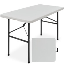 Beste keuzeproducten 1,20 meter kunststof klaptafel binnen buiten zwaar draagbaar met handgreepslot voor picknickfeest kamperen - lichtgrijs
