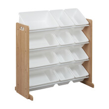 Organizador de 4 camadas ECR4Kids com 12 caixas para armazenamento de brinquedos escuro natural/branco