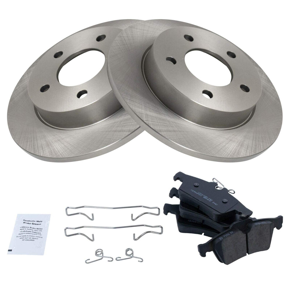 Trq Rear Brake Pad & Rotor Kit Brake Pads Brake Rotor Ceramic Compatible With 2006-2013 Mazda 3 191213113615