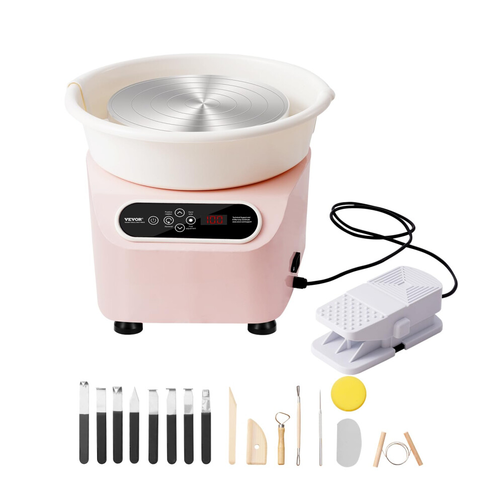 VEVOR 11inch Pottery Wheel Direct Drive  350W Ceramic Forming Machine with LCD Touch Screen Foot Pedal 50-300RPM Adjustable Speed  18PCS Accessory Too